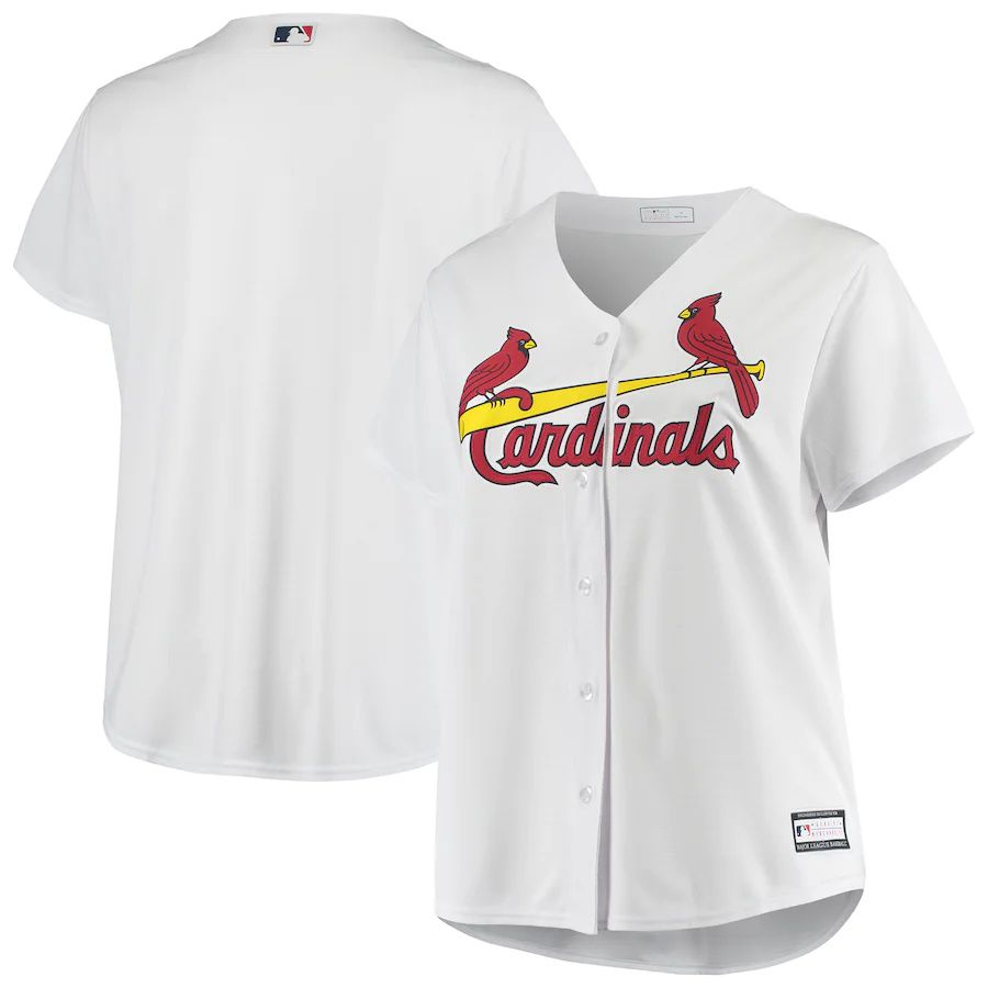 Womens St. Louis Cardinals White Plus Size Home Replica Team MLB Jerseys->women mlb jersey->Women Jersey